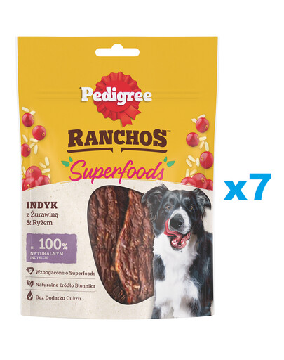 PEDIGREE Ranchos Superfoods 7x70g Alimento complementare per cani adulti con tacchino, mirtilli rossi e riso