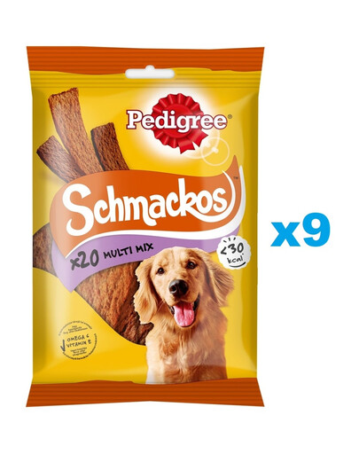 PEDIGREE Schmackos Multi Mix 9x144g snack con manzo sotto forma di strisce per cani