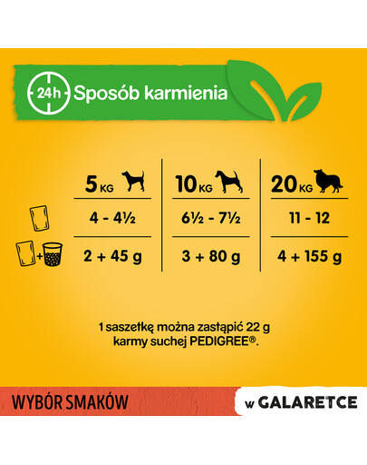 PEDIGREE Adult Selezione di sapori 4x100g cibo umido per cani adulti pezzi in gelatina ricchi di manzo e fegato e pezzi ricchi di pollame