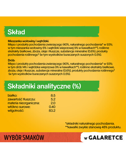 PEDIGREE Adult Selezione di sapori 4x100g cibo umido per cani adulti pezzi in gelatina ricchi di manzo e fegato e pezzi ricchi di pollame