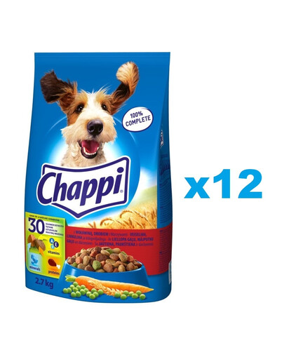 CHAPPI 3x2,7 kg - Alimento secco per cani con manzo, pollame e verdure