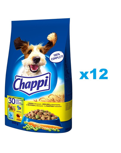 CHAPPI Pollame 12x500g Alimento secco per cani con pollame e verdure