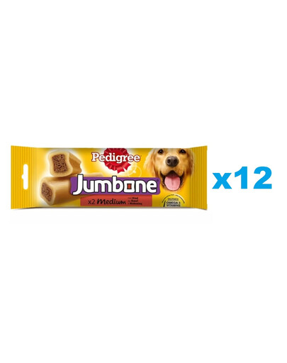 PEDIGREE Jumbone snack al gusto di manzo e pollo per cani di taglia media 12 x 180g