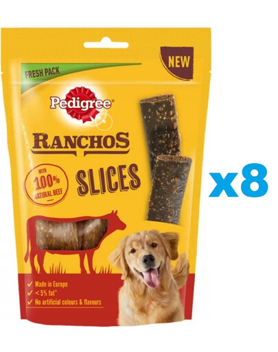 PEDIGREE Ranchos Slices 8x60g Snack per cani con manzo