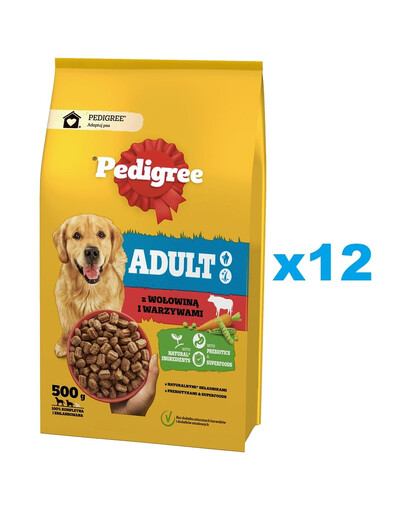 PEDIGREE Adult 12x500g alimento completo con manzo e verdure per cani di taglia grande e media
