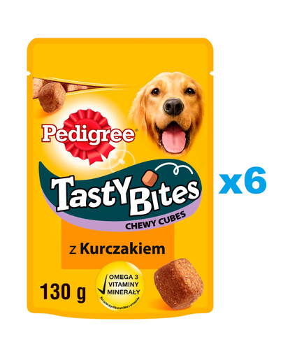 PEDIGREE Tasty Bites Chewy Cubes snack con pollo per cani 6x130g