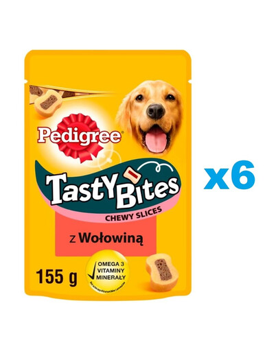 PEDIGREE Tasty Bites Chewy Slices snack con manzo per cani 6x155g