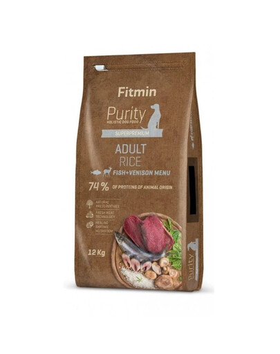 FITMIN Dog Purity rice adult fish & venison 12kg