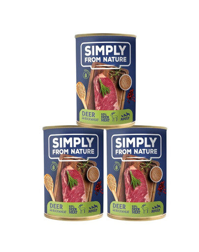 SIMPLY FROM NATURE Mokra karma dla psa Jeleń z kaszą gryczaną  3 x 400 g