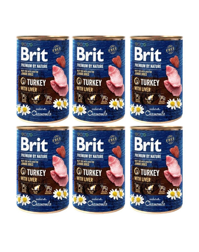 BRIT Premium by Nature Junior Turkey and liver 6 x 400g cibo per cuccioli a base di tacchino e fegato