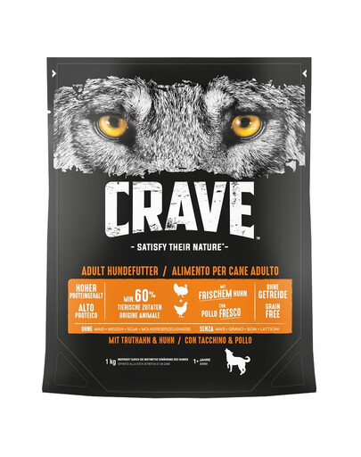 CRAVE Adult Dog con Tacchino & Pollo Crocchette per cani 5 x 1kg