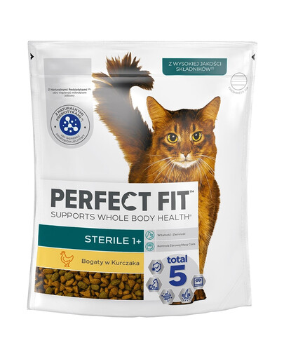 PERFECT FIT (Sterile 1+) 750g Cibo secco ricco di pollo per gatti dopo la sterilizzazione