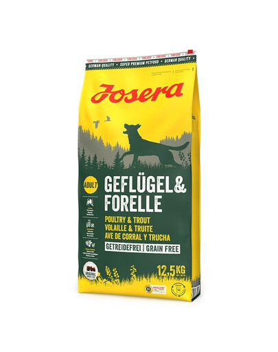 JOSERA Geflügel Forelle 12,5 kg bezzbożowa karma dla aktywnych psów
