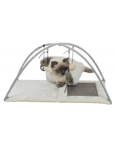 TRIXIE Graffiatoio - tappetino con giochi su corda, 60 × 33 × 42 cm, grigio