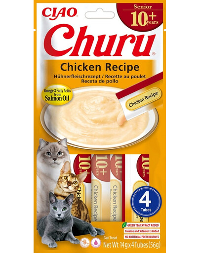 INABA Churu Cat Senior Chicken 4x14g prelibatezza cremosa per gatti anziani al gusto di pollo