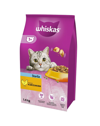 WHISKAS Sterile 1,4kg Alimento secco con pollo per gatti adulti sterilizzati