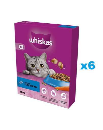 WHISKAS Adult 6x300g cibo secco per gatti adulti con tonno