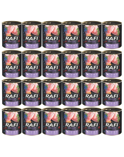 DOLINA NOTECI RAFI Karma z królikiem,borówką i żurawiną dla psa 24x400g