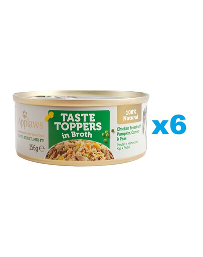 APPLAWS Taste Toppers Pierś z kurczaka, dynia, groszek w bulionie 6x156 g