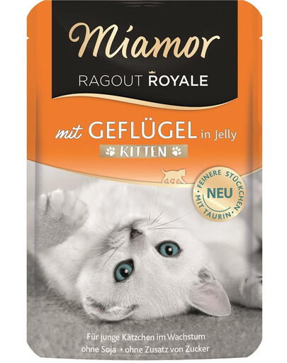 MIAMOR Ragout Royale in Jelly Poultry Kitten bustina in gelatina con pollame per gattini 100 g