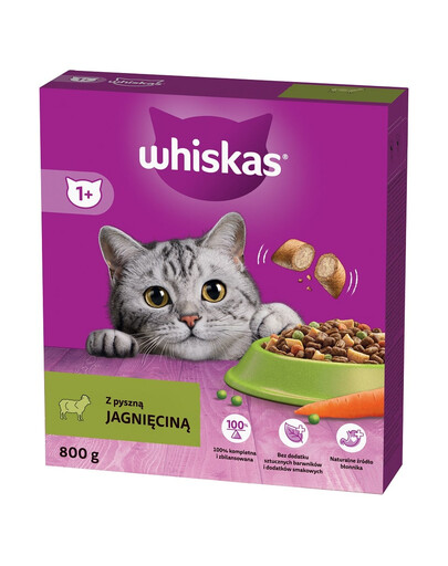 WHISKAS Adult con deliziosa carne di agnello 800 g cibo secco per gatti