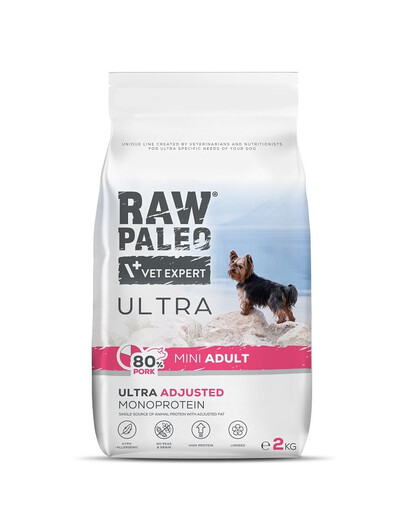 RAW PALEO Ultra Pork Mini Adult 2kg con carne di maiale per cani adulti di taglia piccola