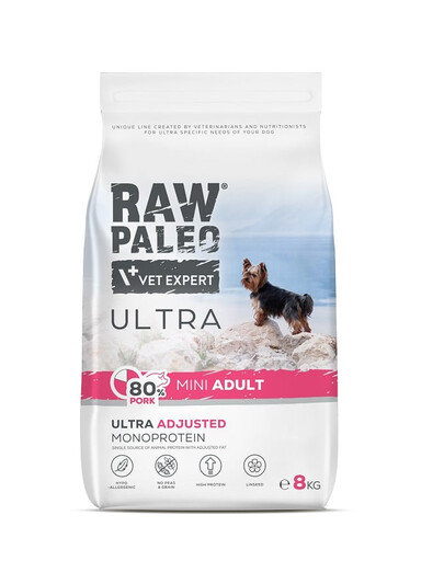 RAW PALEO Ultra Pork Mini Adult 8kg per cani adulti di taglia piccola con carne di maiale