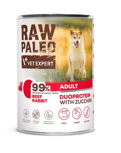 RAW PALEO Beef Rabbit Adult 400g alimento umido con manzo e coniglio per cani