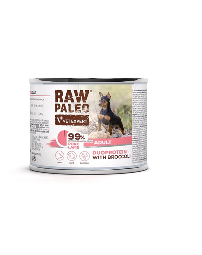 RAW PALEO Pork Lamb Adult 200g alimento umido maiale con agnello per cani