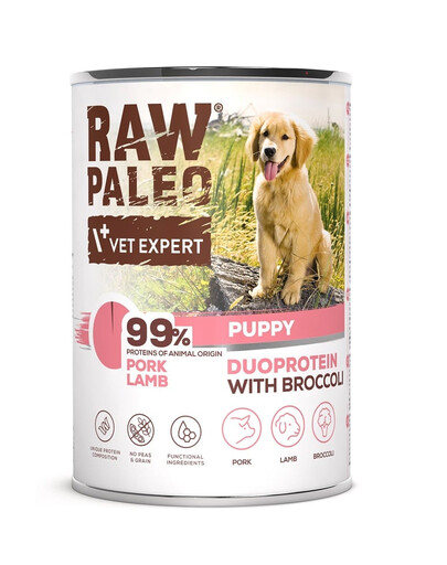 RAW PALEO Pork Lamb Puppy 400g alimento umido con carne di maiale e agnello per cuccioli