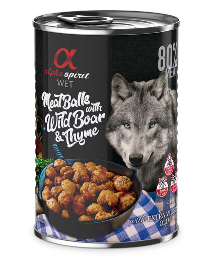 ALPHA SPIRIT Mięsne klopsiki 400 g bezzbożowa karma dla dorosłych psów