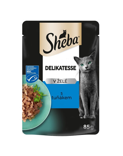 SHEBA Delicacy in busta 85g cibo umido completo per gatti adulti pezzi di tonno in gelatina