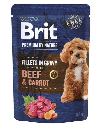 BRIT Premium By Nature Dog Fillets in Gravy con manzo e carote 24x85g