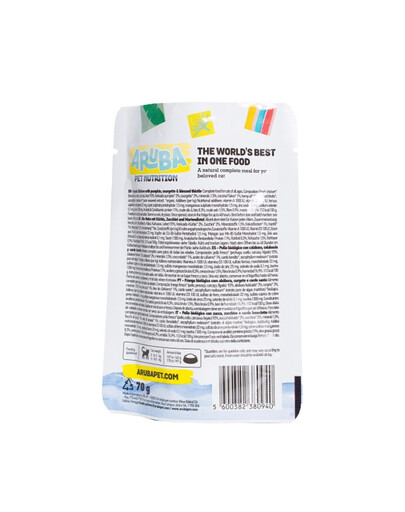 ARUBA Cat Organic Kurczak z dynią, cukinią i ostropestem plamistym 70 g