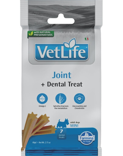 FARMINA Vet Life Treat Joint Mini 60 g (7 pz) snack dentale per cani di piccola taglia