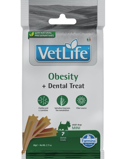 FARMINA Vet Life Dental Treat Obesity Mini 60 g (7 pz) snack dentale per cani di piccola taglia