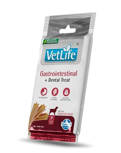 FARMINA Vet Life Dental Treat Gastrointestinal Medium/Maxi 100 g (7 pz) snack dentale per cani di taglia media e grande