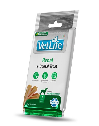 FARMINA Vet Life Dental Treat Renal Medium/Maxi 100 g (7 pz) snack dentale per cani di taglia media e grande