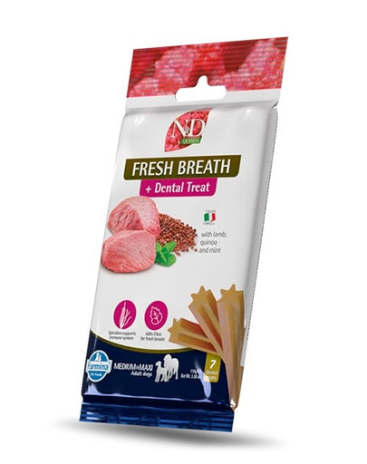 FARMINA N&D Quinoa Dental Treat Fresh breath Medium/Maxi 100 g (7 pz) snack dentale per cani di taglia media e grande