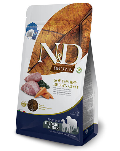N&D Brown Dog Adult Medium Maxi Lamb, Spirulina, Carrot 2 kg