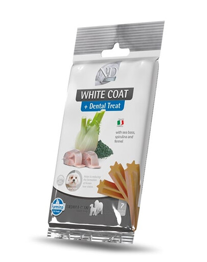 FARMINA N&D White Dental Treat Coat Sea bass Medium/Maxi 100 g (7 pz) snack dentale per cani di taglia media e grande