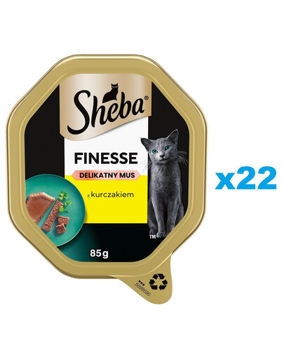 SHEBA Finesse Mousse di pollo in vaschetta 22x85g alimento umido completo per gatti adulti