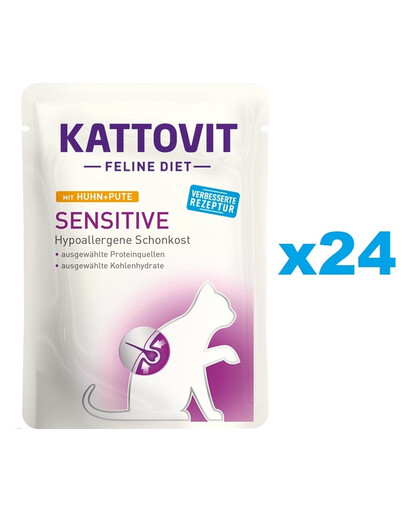 KATTOVIT Feline Diet Sensitive Pollo e tacchino 24 x 85 g