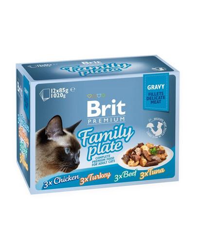 BRIT Premium by Nature Cat Delicate Fillets in Gravy Family Plate 12x85g cibo umido in salsa per gatti adulti