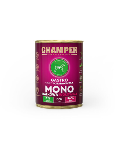 CHAMPER Gastro Manzo alimento monoproteico per cani 400 g