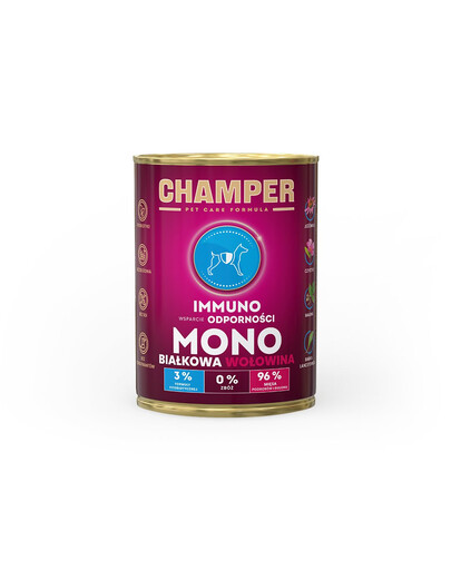 CHAMPER Immuno Manzo alimento monoproteico per cani 400 g