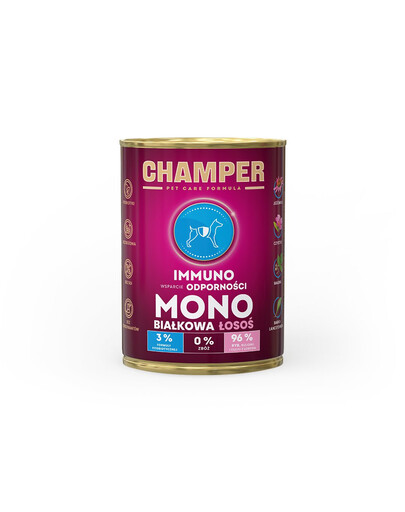 CHAMPER Immuno Salmone alimento monoproteico per cani 400 g