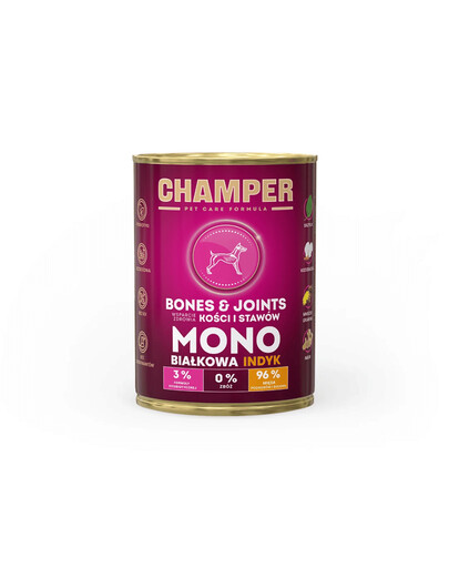 CHAMPER Bones Joints Tacchino alimento monoproteico per cani 400 g