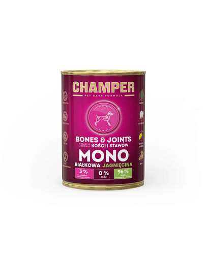 CHAMPER Bones Joints Agnello alimento monoproteico per cani 400 g