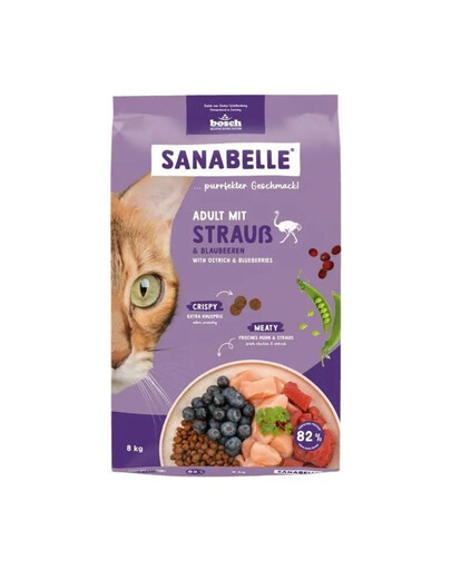 SANABELLE Adult con Struzzo 8 kg alimento per gatti adulti